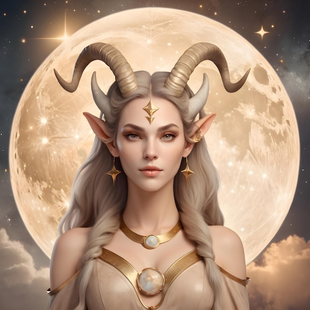 zodiac sign capricorn a drawing of a woman with horns