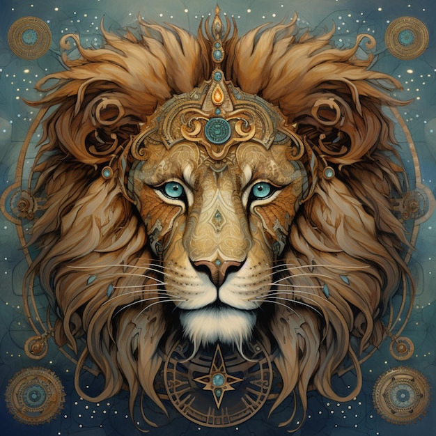 Zodiac sign leo the lion beautiful image Ai generated art