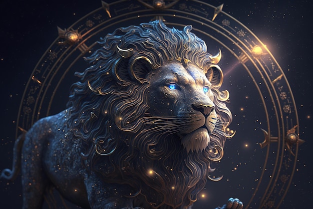 Photo zodiac sign leo in space