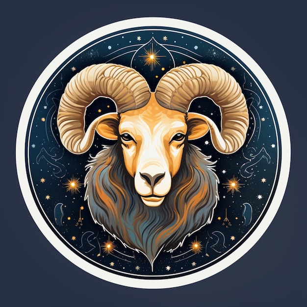 Premium AI Image | zodiac sign of ram with stars in the background ...