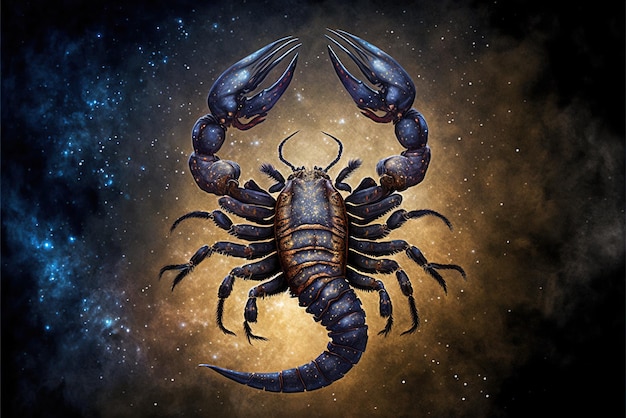 Zodiac sign of Scorpio fantasy scorpion with magic light in space generative AI