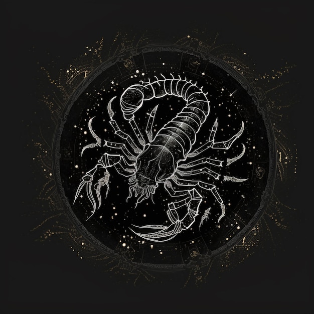 Premium AI Image | Zodiac sign of the scorpion on a black background ...