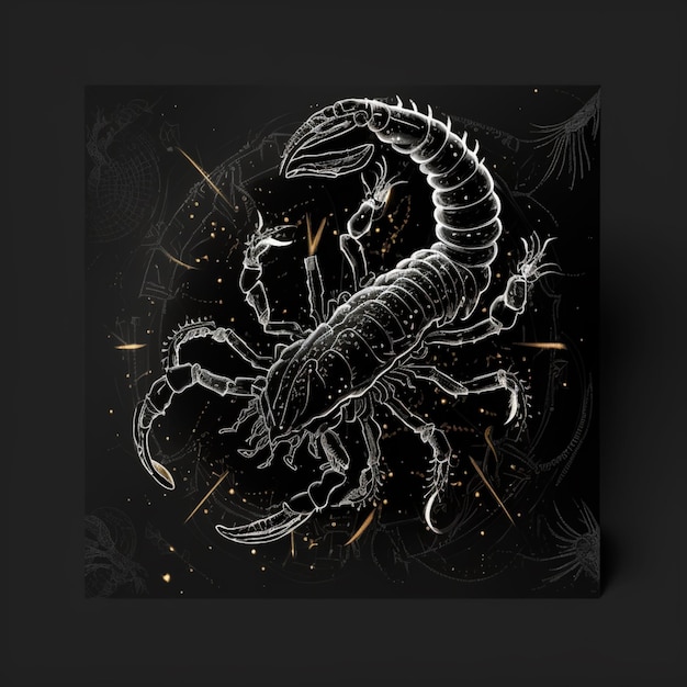 Zodiac sign of the scorpion on a black background generative ai