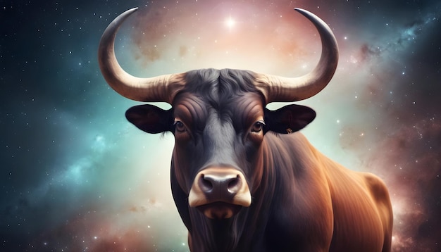 Photo zodiac sign taurus beautiful universe background