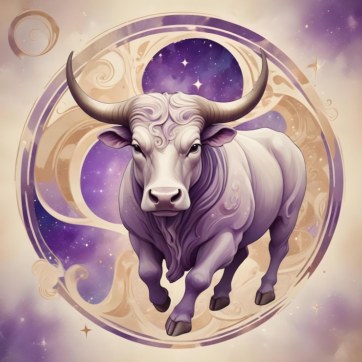 Photo zodiac sign taurus a bull with a moon and stars on it