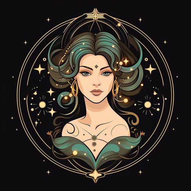 Zodiac sign Virgo Astrological horoscope Vector illustration