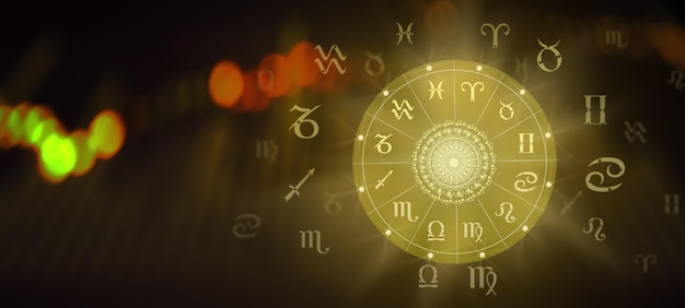 Zodiac sign wheel of fortune Astrology concept Power of the moon and the Universe