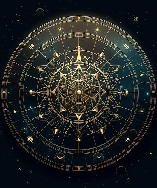 Zodiac sign with golden stars and constellations in the background generative ai