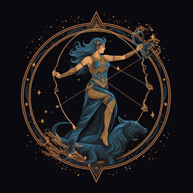 zodiac sign of the zodiac woman with a bow and a constellation generative ai