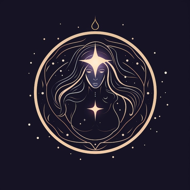 Photo zodiac sign of the zodiac woman with long hair and stars in her hair generative ai