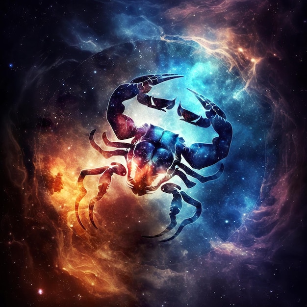 zodiac signs against space nebula background