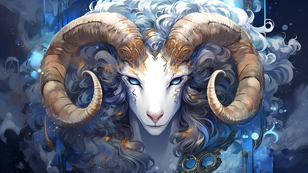 Photo zodiac signs aries in anime style generated ai