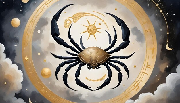 Photo zodiac signs cancer a drawing of a crab with the moon in the background