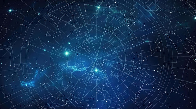 Photo zodiac signs and constellations in a cosmic sky astrology theme digital illustration with star map