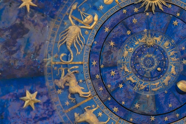 Zodiac Signs Horoscoop achtergrond Concept voor fantasie en mysterie