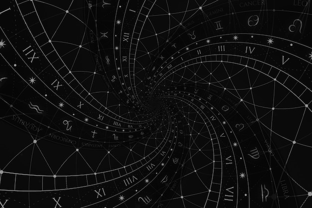 Zodiac Signs Horoscope background Concept for fantasy and mystery