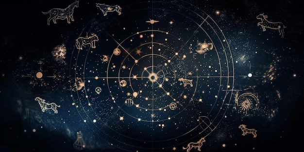 Photo zodiac signs in the sky on a starry night