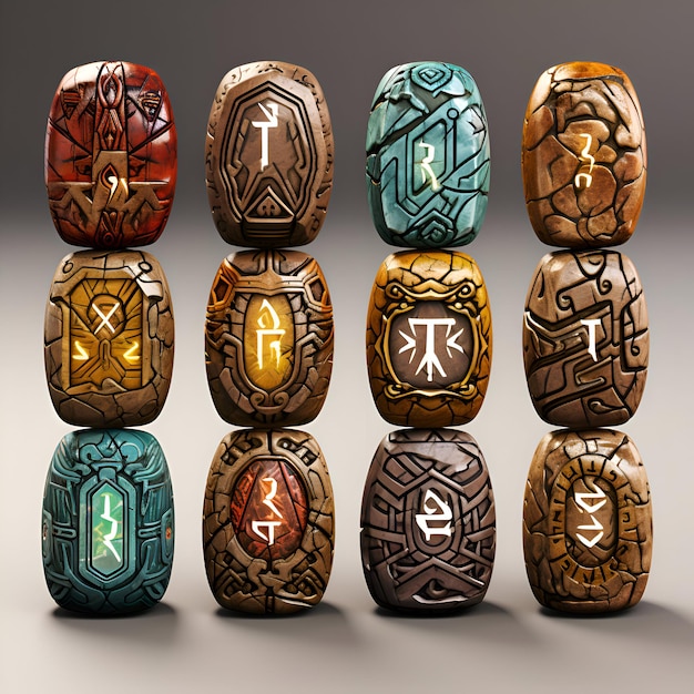 Photo zodiac signs on stones 3d illustration zodiac background