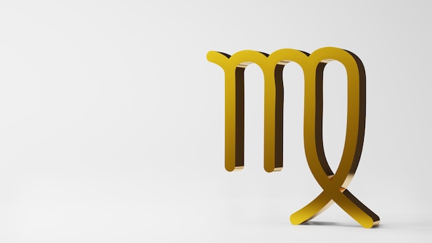 Zodiac symbol  VIRGO signs gold on white background 3D rendering