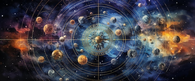Zodiac waterverf astrologie achtergrond