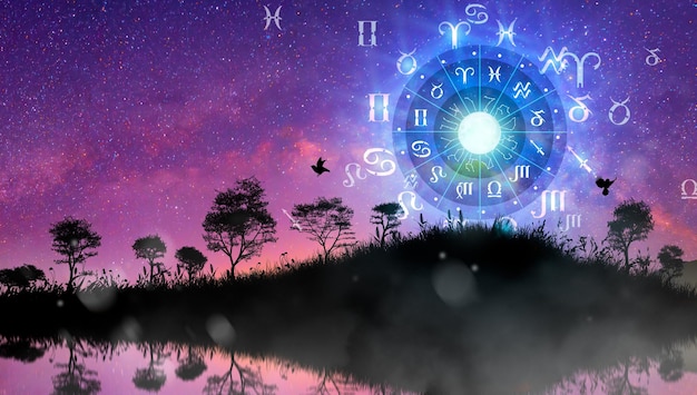 Zodiac wheel Astrology concept The power of the universe concept