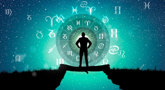 Zodiac wiel astrologie concept