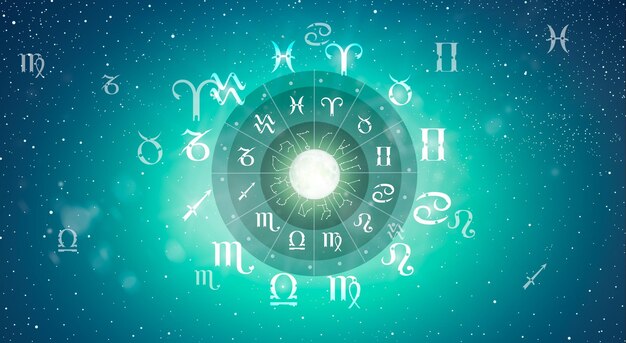 Zodiac wiel astrologie concept