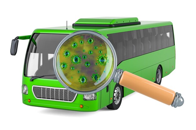 Foto zoek coronavirus in bus 3d-rendering