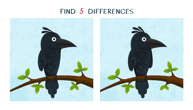 Foto zoek vijf verschillen eenvoudig educatief spel voor kinderen