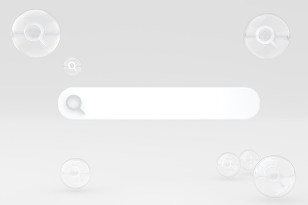 Zoekbalk en pictogram zoeken 3d render minimaal ontwerp op lege achtergrond