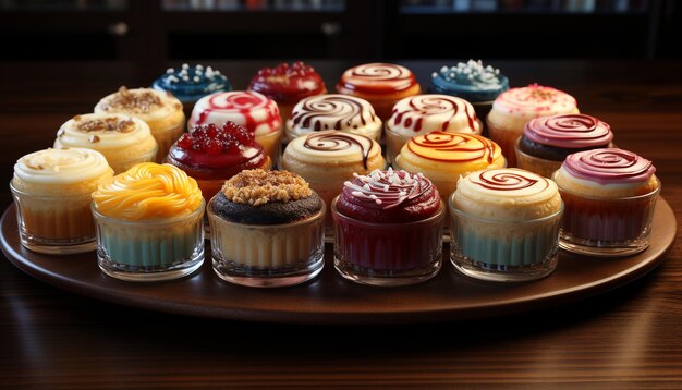 Foto zoet eten chocolade dessert snack snoep fruit zelfgemaakt gegenereerd door ai