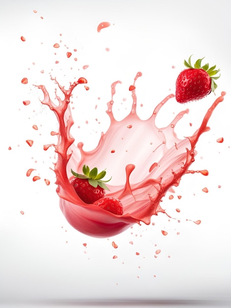 Zoet vers aardbeien sap of jam splash swirl met aardbeien Rood bessen sap splashing