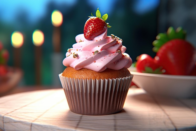 Zoete aardbeiencupcakes