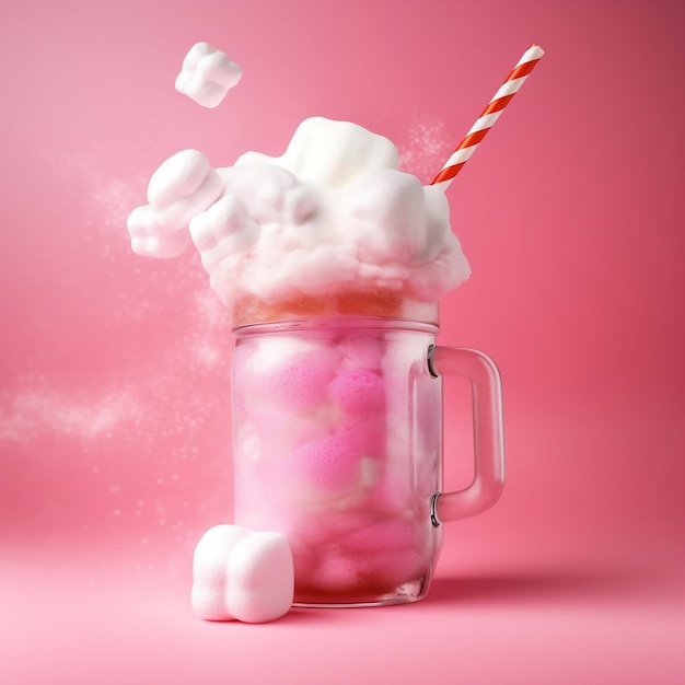 Zoete Aardbeienmilkshake in Glas Generatieve AI