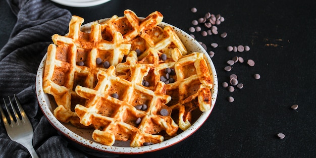 Zoete Belgische wafels op een plaat