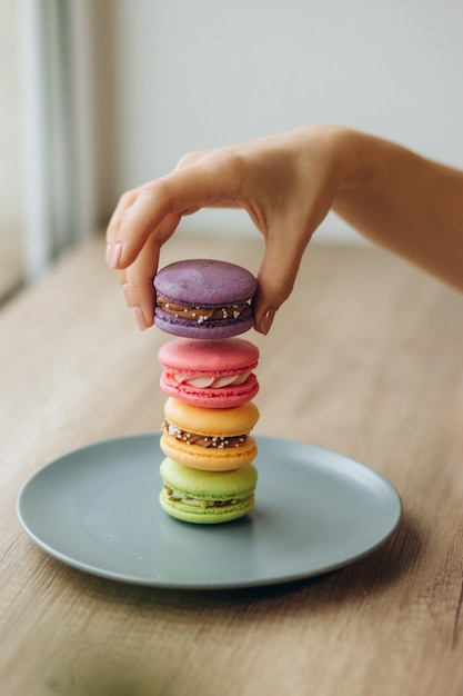 Foto zoete en kleurrijke franse macarons