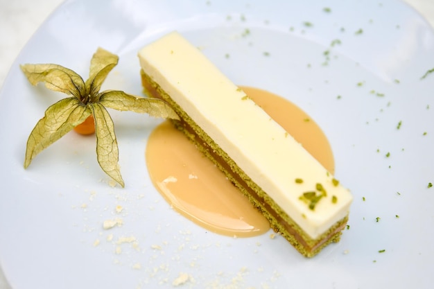 zoete macha groene thee, yuzu en witte chocolade