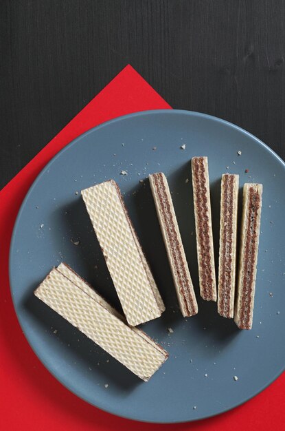 Zoete wafels met chocolade