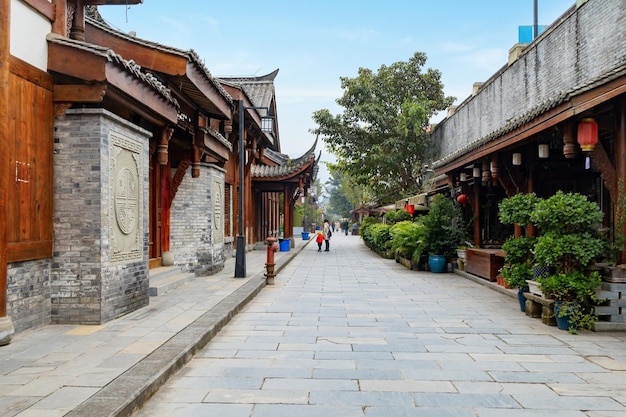 Zolder van oude architectuur, oude stadsstraat van Chongqing, China
