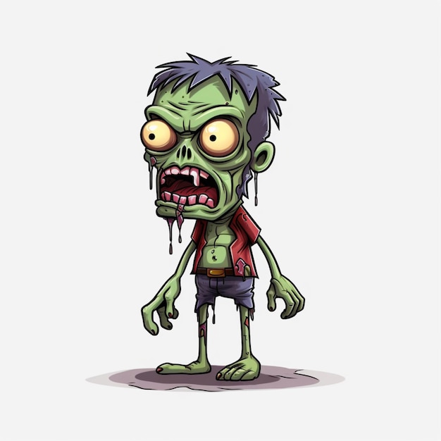 Foto zombie 2d cartoon illustraton op witte achtergrond high qua