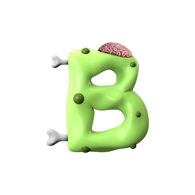 Zombie alfabet letter b halloween lettertype d rendering