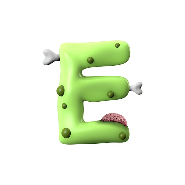 Zombie alfabet letter e halloween lettertype d rendering