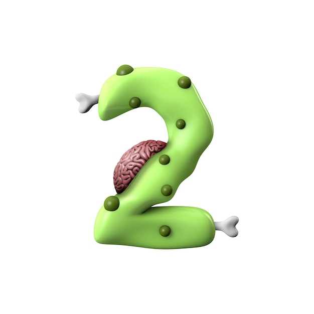 Zombie alphabet number  halloween font d rendering