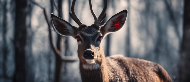 Zombie apocalypse concept zombie virus bij herten in het bos CWD Ahronic wasting disease