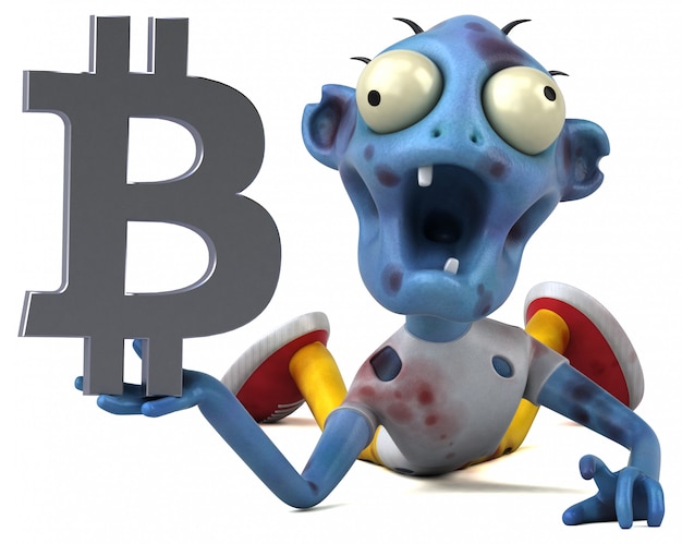 Zombie and bitcoin - 3D character