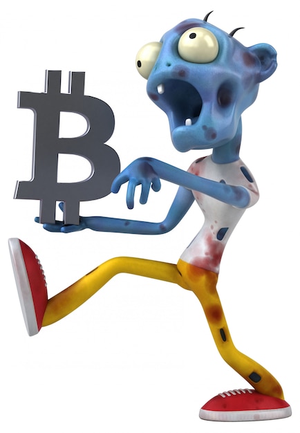 Zombie and bitcoin - 3D character