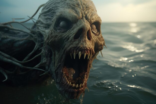 Photo a zombie creature in the water