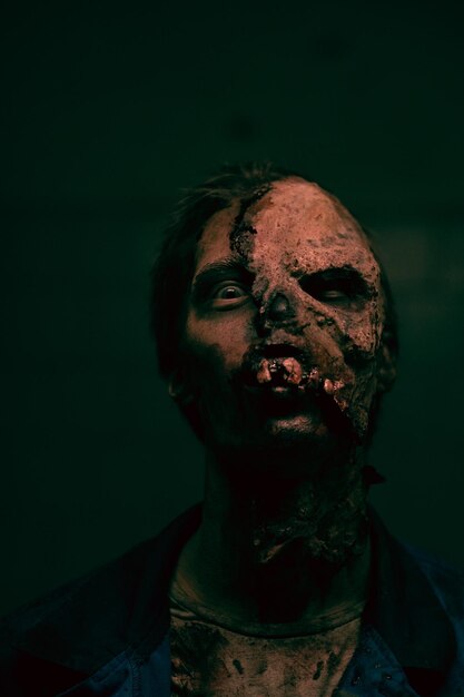 Photo zombie in dark close up