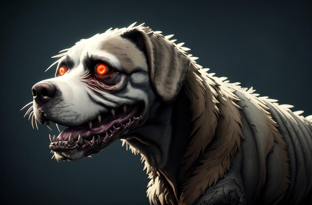 Zombie dog Dangerous revived animal with creepy expression Generative AI