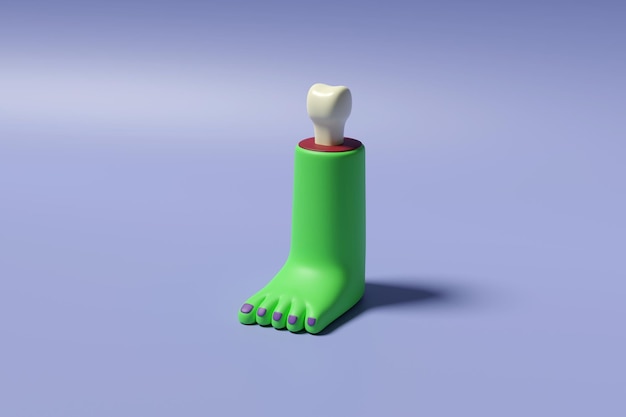 zombie foot in 3d render design.